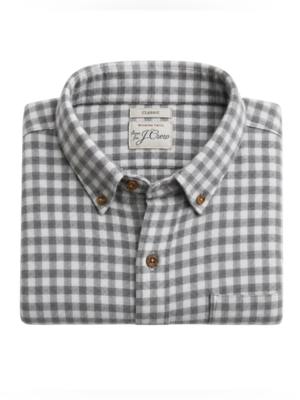 J. Crew Gray and White Checked Button-Down Shirt